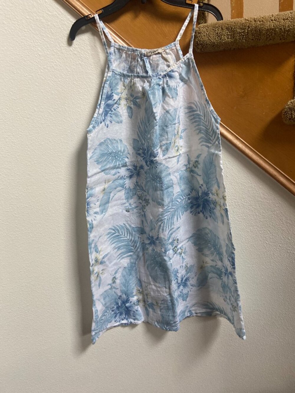 NWOT Lungo l'Arno 100% linen Italy short beach dress tropical print sz S